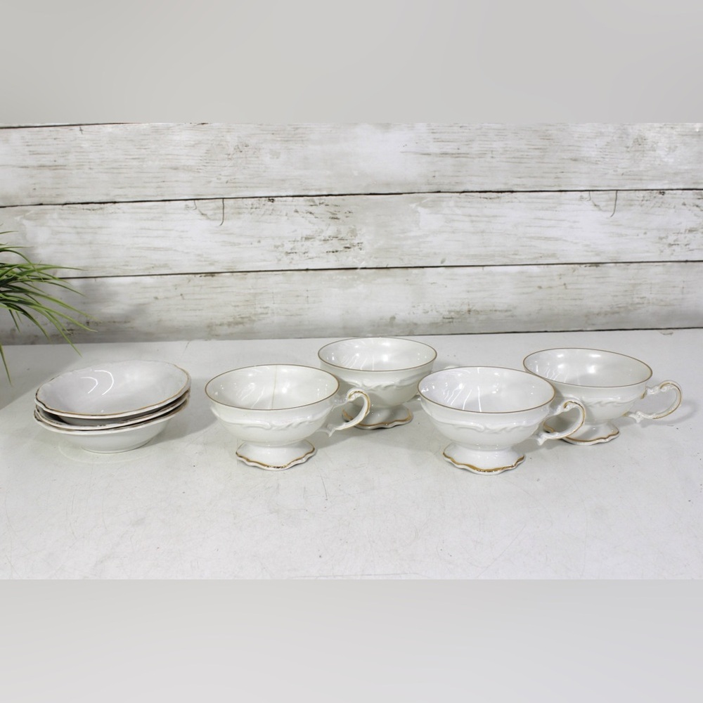 Elegant White and Gold Teacup Set